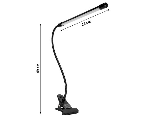 Настольная LED лампа M006-1 с прищепкой переносная светодиодная гибкая USB Black