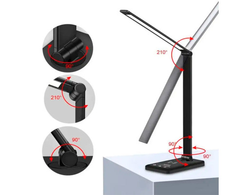 Настольная LED лампа M856 светодиодная с беспроводной зарядкой Black