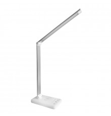 Настольная LED лампа M856 светодиодная с беспроводной зарядкой White + Silver