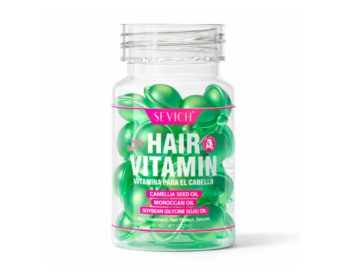 Витаминные капсулы для волос Sevich Hair Vitamin с марокканским маслом и маслом семян камелии для сухих и секущихся волос зеленые 30шт