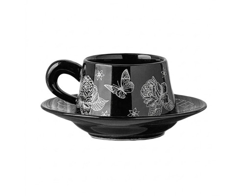 Сувенирный подарочный кофейный набор Nordic Miroson чашка+блюдце+подарочная коробка керамический Black