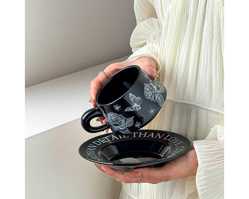 Сувенирный подарочный кофейный набор Nordic Miroson чашка+блюдце+подарочная коробка керамический Black