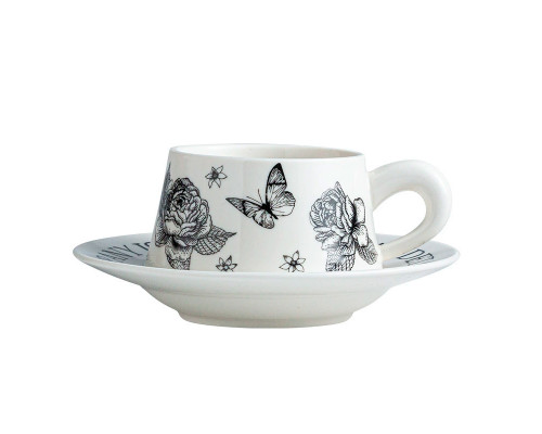 Сувенирный подарочный кофейный набор Nordic Miroson чашка+блюдце+подарочная коробка керамический White