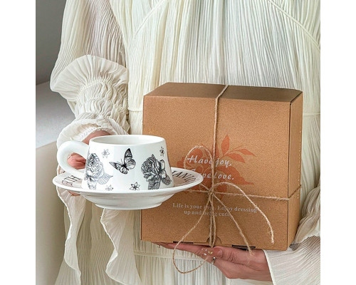 Сувенирный подарочный кофейный набор Nordic Miroson чашка+блюдце+подарочная коробка керамический White