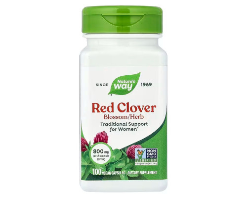 Червона конюшина, Red Clover, Nature's Way, трава та квіти, 800 мг, 100 веганських капсул (400 мг у капсулі)