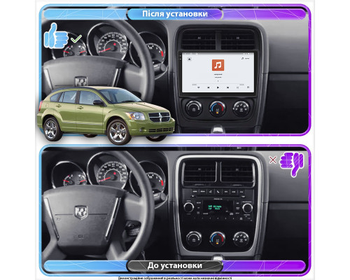 Штатная магнитола Lesko для Dodge Caliber I Рестайлинг 2009-2013 экран 9" 4/64 QLED CarPlay 4G Wi-Fi GPS 360 Prime