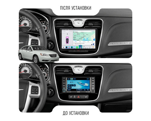 Штатная магнитола Lesko для Chrysler 200 I 2010-2014 экран 9" 4/64 QLED CarPlay 4G Wi-Fi GPS 360 Prime