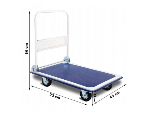 Платформенная тележка грузовая Garden Line (72 × 45 × 80 см) со сложной ручкой | грузоподъемность - 150 кг (Польша)