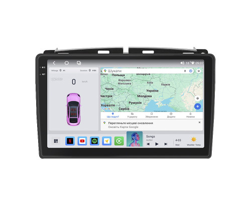 Штатная магнитола Lesko для Fiat 500 II Рестайлинг 2015-н.в. экран 9" 4/64 QLED CarPlay 4G Wi-Fi GPS 360 Prime