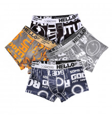 Набор мужских трусов боксеров PA-3187 с принтом Black/Orange/Gray/Sapphire Blue bp 4 шт 3XL