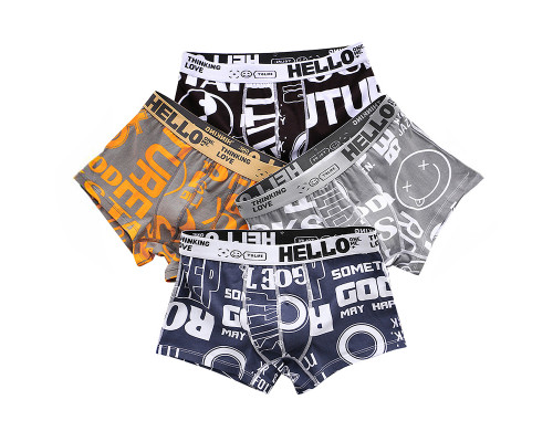 Набор мужских трусов боксеров PA-3187 с принтом Black/Orange/Gray/Sapphire Blue bp 4 шт L