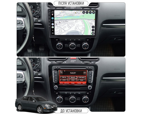 Штатная магнитола Lesko для Volkswagen Jetta V Auto AC 2005-2011 экран 10" 2/32Gb 4G Wi-Fi GPS Top