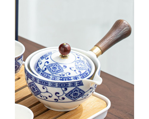 Дорожный набор для чайной церемонии керамический Blue+White