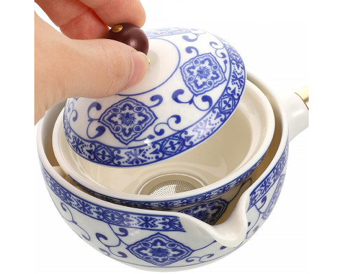 Дорожный набор для чайной церемонии керамический Blue+White