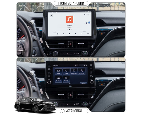 Штатная магнитола Lesko для Toyota Camry VIII (XV70) Рестайлинг 2020- экран 10" 4/64 QLED CarPlay 4G Wi-Fi GPS 360 Prime