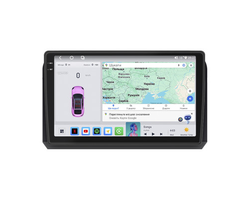 Штатная магнитола Lesko для Fiat Croma II Рестайлинг 2008-2011 экран 9" 4/64 QLED CarPlay 4G Wi-Fi GPS 360 Prime