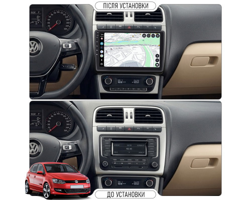 Штатная магнитола Lesko для Volkswagen Polo IV Рестайлинг ver. 2 2005-2009 экран 9" 4/32Gb 4G Wi-Fi GPS Top