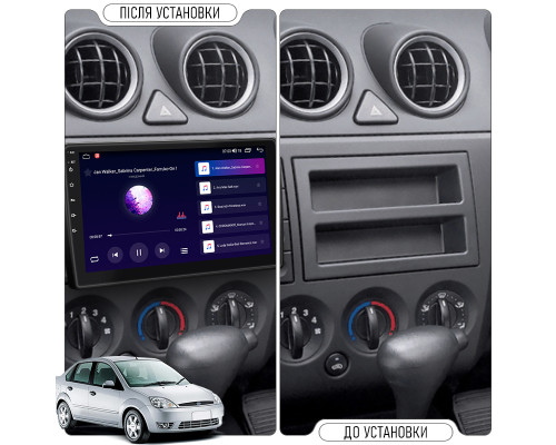 Штатная магнитола Lesko для Ford Fiesta  2001-2005 экран 9" 2/32Gb CarPlay 4G Wi-Fi GPS Prime