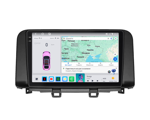 Штатная магнитола Lesko для Hyundai Kona I 2017-2020 экран 10" 4/64 QLED CarPlay 4G Wi-Fi GPS 360 Prime