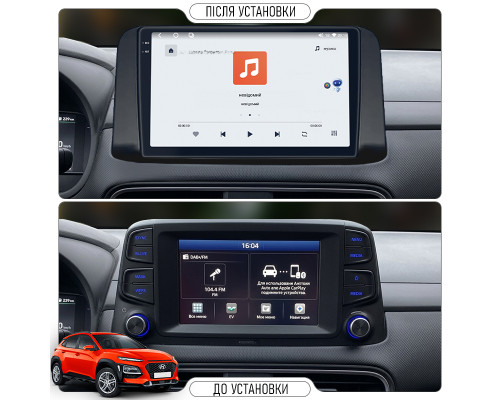 Штатная магнитола Lesko для Hyundai Kona I 2017-2020 экран 10" 4/64 QLED CarPlay 4G Wi-Fi GPS 360 Prime