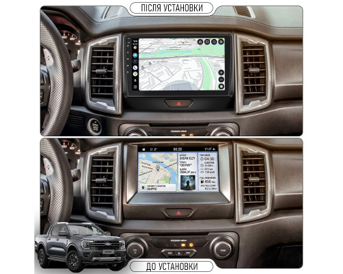 Штатная магнитола Lesko для Ford Ranger III Рестайлинг 2 2019-2023 экран 9" 1/16Gb Wi-Fi GPS Base