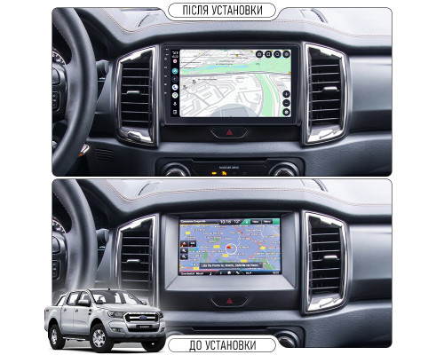 Штатная магнитола Lesko для Ford Ranger III Рестайлинг 2015-2019 экран 9" 2/32Gb Wi-Fi GPS Base