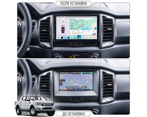 Штатная магнитола Lesko для Ford Ranger III Рестайлинг 2015-2019 экран 9" 4/64Gb CarPlay 4G Wi-Fi GPS Prime