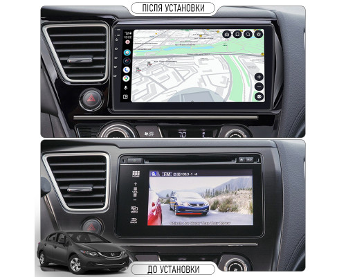 Штатная магнитола Lesko для Honda Civic IX Рестайлинг ver. 2 2013-2017 экран 9" 4/64Gb 4G Wi-Fi GPS Top
