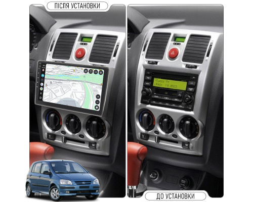 Штатная магнитола Lesko для Hyundai Getz I ver. 2 2002-2005 экран 9" 2/32Gb CarPlay 4G Wi-Fi GPS Prime