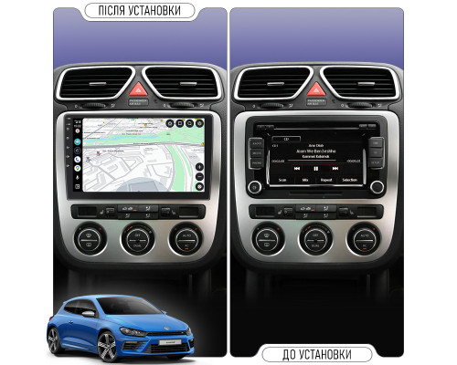 Штатная магнитола Lesko для Volkswagen Scirocco R I Auto A/C 2009-2014 экран 9" 4/64Gb 4G Wi-Fi GPS Top