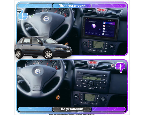 Штатная магнитола Lesko для Fiat Stilo  2001-2007 экран 9" 2/32Gb 4G Wi-Fi GPS Top