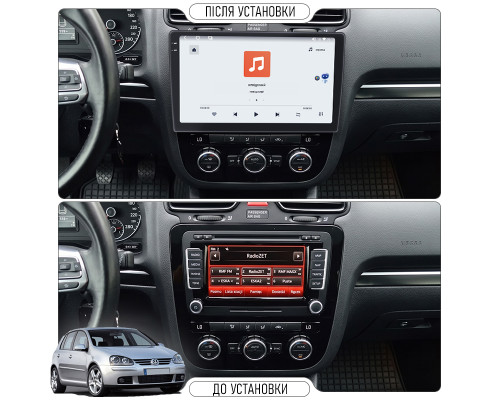 Штатная магнитола Lesko для Volkswagen Golf V Auto AC 2003-2009 экран 10" 4/64 QLED CarPlay 4G Wi-Fi GPS 360 Prime