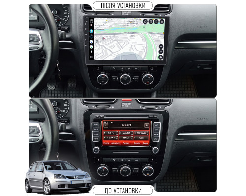 Штатная магнитола Lesko для Volkswagen Golf V Auto AC 2003-2009 экран 10" 2/32Gb 4G Wi-Fi GPS Top