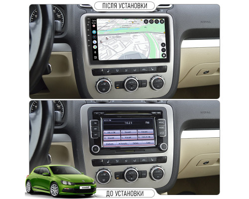 Штатная магнитола Lesko для Volkswagen Scirocco III Auto A/C 2008-2014 экран 9" 1/16Gb Wi-Fi GPS Base