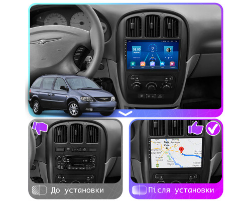 Штатная магнитола Lesko для Chrysler Voyager IV 2000-2004 экран 10" 2/32Gb Wi-Fi GPS Base