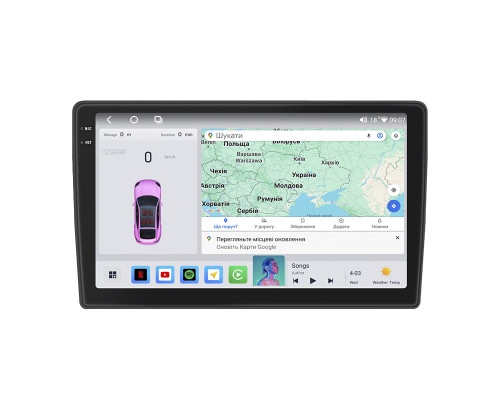 Штатная магнитола Lesko для Ford C-MAX I Рестайлинг 2007-2010 экран 9" 4/64 QLED CarPlay 4G Wi-Fi GPS 360 Prime