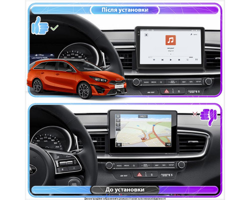 Штатная магнитола Lesko для Kia Ceed III Рестайлинг 2021-н.в. экран 10" 4/64 QLED CarPlay 4G Wi-Fi GPS 360 Prime