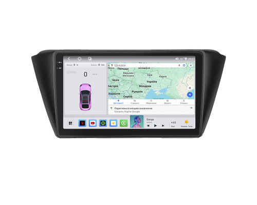 Штатная магнитола Lesko для Skoda Fabia III 2014-2018 экран 9" 4/64 QLED CarPlay 4G Wi-Fi GPS 360 Prime