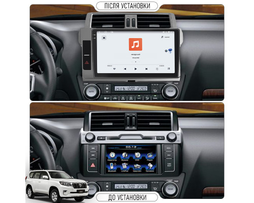 Штатная магнитола Lesko для Toyota Land Cruiser Prado 150 Series Рестайлинг 1 2013-2017 экран 10" 4/64 QLED CarPlay 4G Wi-Fi GPS 360 Prime