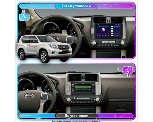 Штатная магнитола Lesko для Toyota Land Cruiser Prado 150 Series 2009-2013 экран 9" 6/128Gb 4G Wi-Fi GPS Top