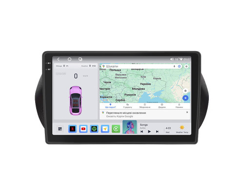 Штатная магнитола Lesko для Fiat Fiorino III 2007-н.в. экран 10" 4/64 QLED CarPlay 4G Wi-Fi GPS 360 Prime