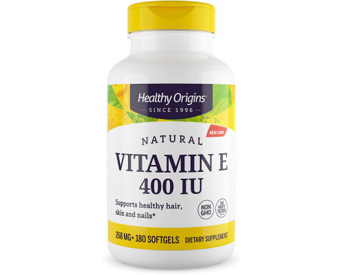 Вітамін Е, Vitamin E, Healthy Origins, 400 МО, 180 капсул