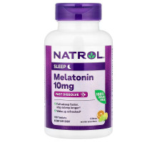 Мелатонін, Melatonin, Natrol, швидкорозчинний, цитрусовий, 10 мг, 100 таблеток