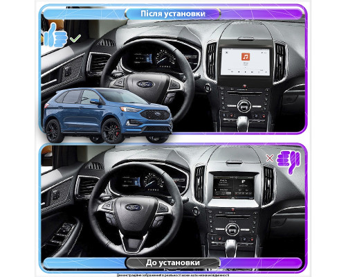 Штатная магнитола Lesko для Ford Edge II Рестайлинг 2018-н.в. экран 9" 4/64 QLED CarPlay 4G Wi-Fi GPS 360 Prime