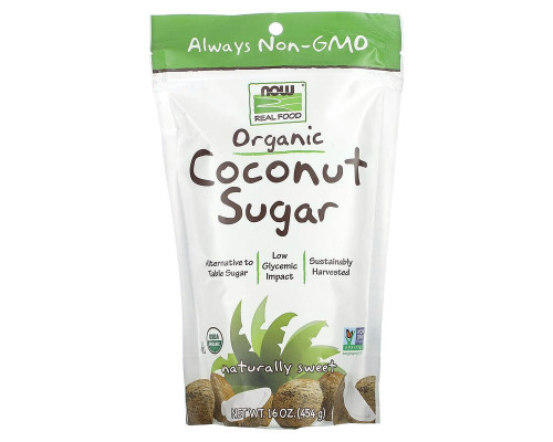 Кокосовий цукор, Coconut Sugar, NOW Foods, Real Food, органік, 454 гр