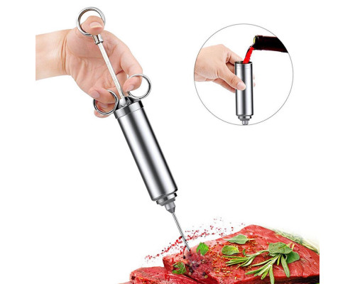 Кухонный шприц для маринования мяса и птицы, инжектор для соусов 3 иглы и щеточки для чистки