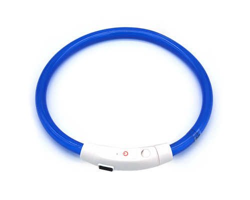 Светодиодный LED ошейник L-18 USB светящийся водоотталкивающий для собак и котов  Blue L