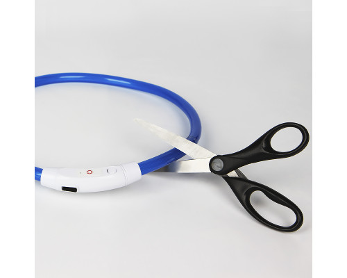 Светодиодный LED ошейник L-18 USB светящийся водоотталкивающий для собак и котов  Blue L