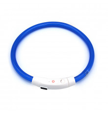 Светодиодный LED ошейник L-18 USB светящийся водоотталкивающий для собак и котов  Blue M