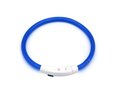 Светодиодный LED ошейник L-18 USB светящийся водоотталкивающий для собак и котов  Blue M